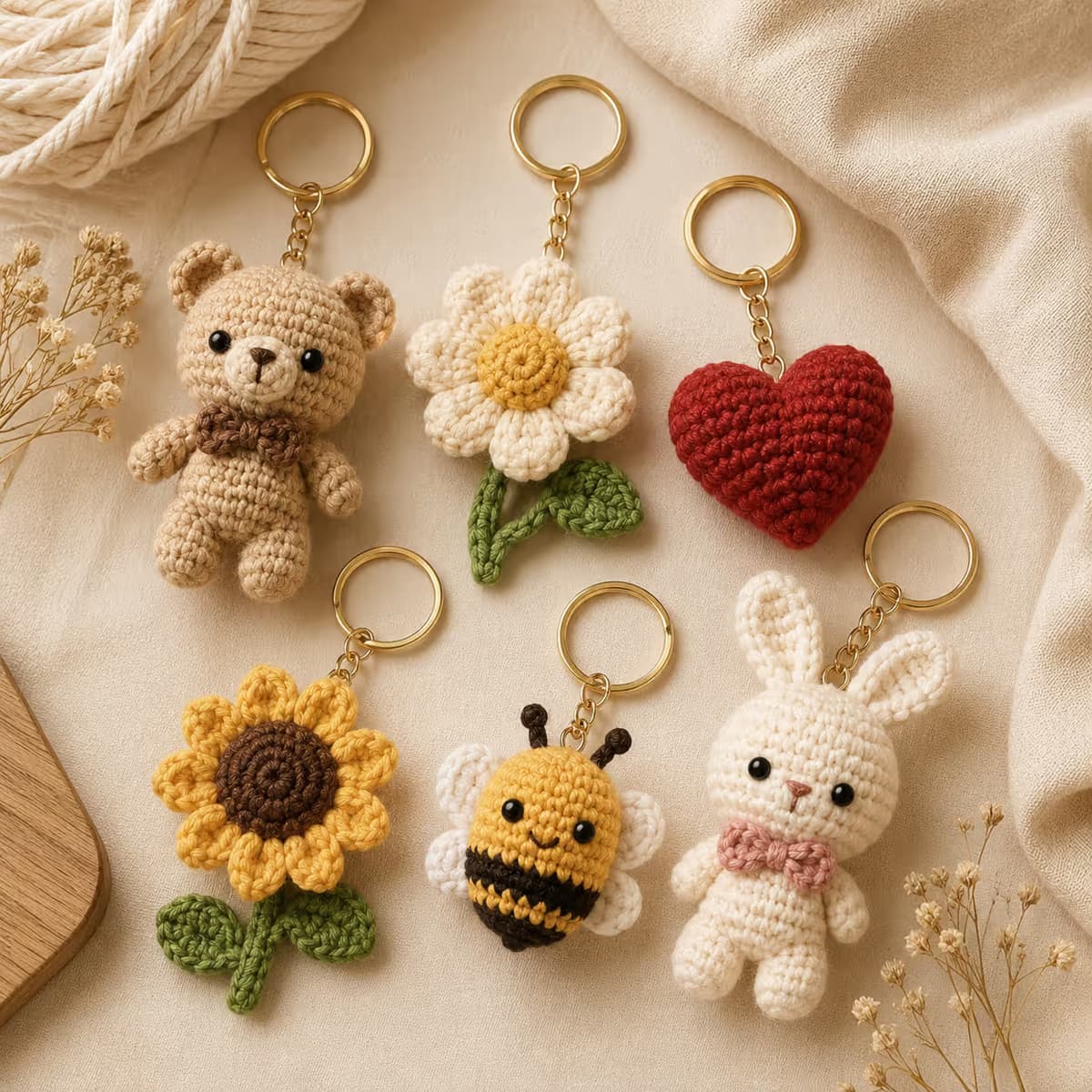 llaveros crochet tarjeta